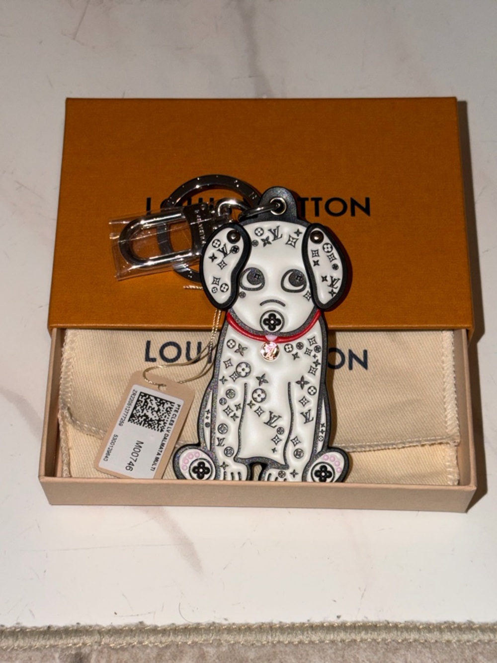 New Authentic Louis Vuitton Dalmatian Dog Bag Charm / Keychain